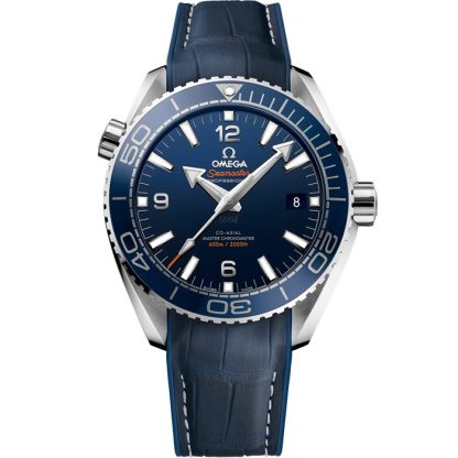 Omega Seamaster Planet Ocean 600M 43,5 mm, acier sur bracelet en cuir doublé de caoutchouc 215.33.44.21.03.001