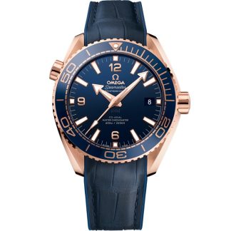 Omega Seamaster Planet Ocean 600M 43,5 mm, or Sedna™ sur bracelet en cuir doublé de caoutchouc 215.63.44.21.03.001