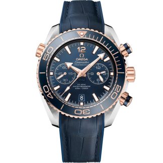 Omega Seamaster Planet Ocean 600M 45,5 mm, acier - or « Sedna™ » sur bracelet en cuir doublé de caoutchouc 215.23.46.51.03.001