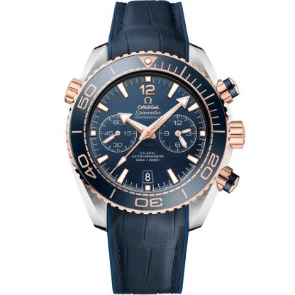 Omega Seamaster Planet Ocean 600M 45,5 mm, acier - or « Sedna™ » sur bracelet en cuir doublé de caoutchouc 215.23.46.51.03.001