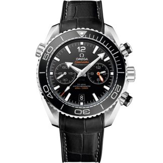 Omega Seamaster Planet Ocean 600M 45,5 mm, acier sur bracelet en cuir doublé de caoutchouc 215.33.46.51.01.001