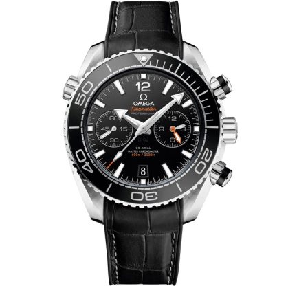 Omega Seamaster Planet Ocean 600M 45,5 mm, acier sur bracelet en cuir doublé de caoutchouc 215.33.46.51.01.001