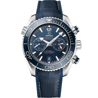 Omega Seamaster Planet Ocean 600M 45,5 mm, acier sur bracelet en cuir doublé de caoutchouc 215.33.46.51.03.001
