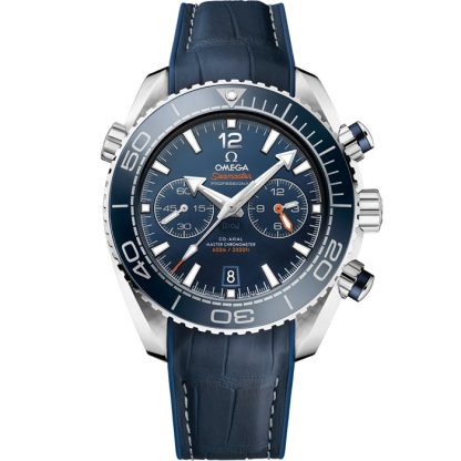 Omega Seamaster Planet Ocean 600M 45,5 mm, acier sur bracelet en cuir doublé de caoutchouc 215.33.46.51.03.001