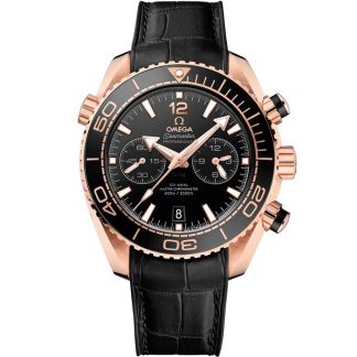 Omega Seamaster Planet Ocean 600M 45,5 mm, or Sedna™ sur bracelet en cuir doublé de caoutchouc 215.63.46.51.01.001