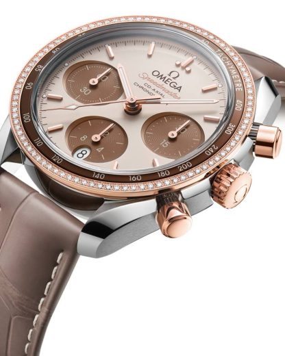Omega Speedmaster 38 38 mm, acier - or « Sedna™ » sur bracelet en cuir 324.28.38.50.02.002 – Image 3