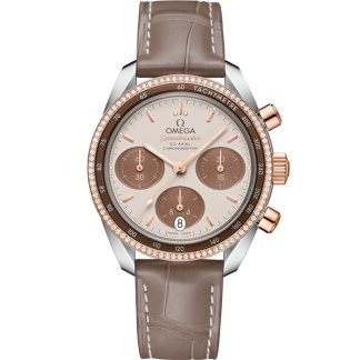 Omega Speedmaster 38 38 mm, acier - or « Sedna™ » sur bracelet en cuir 324.28.38.50.02.002