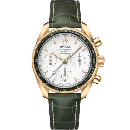 Omega Speedmaster 38 38 mm, or jaune sur bracelet en cuir 324.63.38.50.02.004
