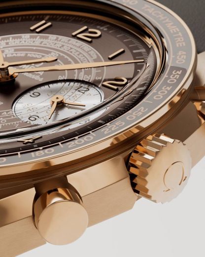 Omega Speedmaster Chronoscope 43 mm, Bronze gold sur bracelet en cuir 329.92.43.51.10.001 – Image 3