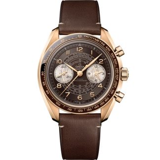 Omega Speedmaster Chronoscope 43 mm, Bronze gold sur bracelet en cuir 329.92.43.51.10.001