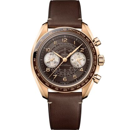 Omega Speedmaster Chronoscope 43 mm, Bronze gold sur bracelet en cuir 329.92.43.51.10.001