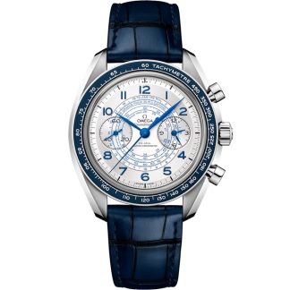 Omega Speedmaster Chronoscope 43 mm, acier sur bracelet en cuir 329.33.43.51.02.001