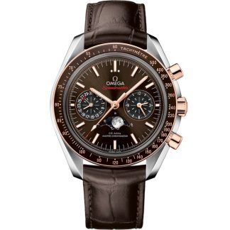 Omega Speedmaster Moonphase 44,25 mm, acier - or « Sedna™ » sur bracelet en cuir 304.23.44.52.13.001