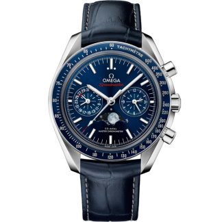 Omega Speedmaster Moonphase 44,25 mm, acier sur bracelet en cuir 304.33.44.52.03.001