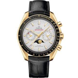 Omega Speedmaster Moonphase 44,25 mm, or jaune sur bracelet en cuir 304.63.44.52.02.001