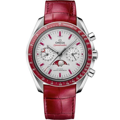 Omega Speedmaster Moonphase 44,25 mm, platine sur bracelet en cuir 304.93.44.52.99.002