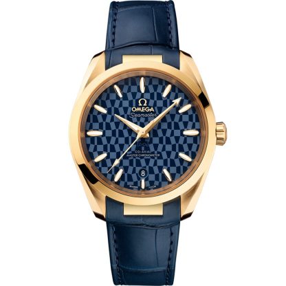 Omega Tokyo 2020 Seamaster Aqua Terra 150M 38 mm, or jaune sur bracelet en cuir 522.53.38.20.03.001