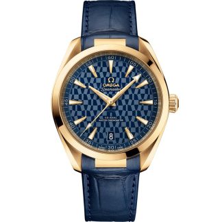 Omega Tokyo 2020 Seamaster Aqua Terra 150M 41 mm, or jaune sur bracelet en cuir 522.53.41.21.03.001